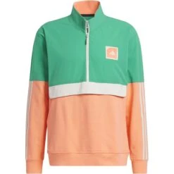Adidas Layer Adicross 1/2-Zip Golf, Koralle/grün/weiß