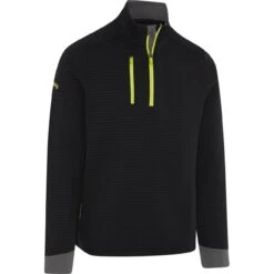 Callaway Layer Midweight Textured Fleece 1/4-Zip, Schwarz/gelb